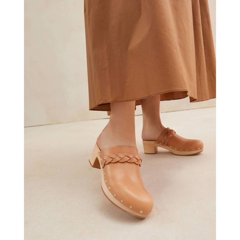 NEW LOEFFLER RANDALL women's lupa mid heel clog in honey - Picture 4 of 4
